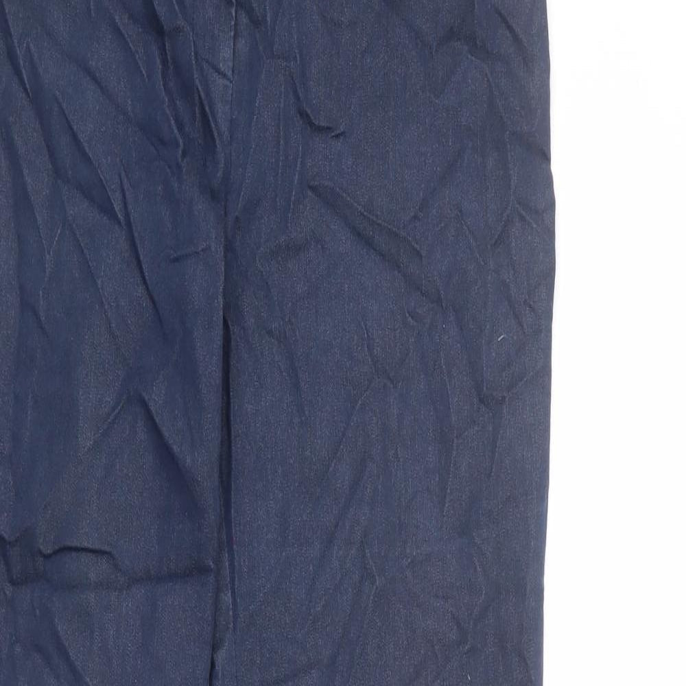 Warehouse Womens Blue Cotton Trousers Size 12 L28 in Regular Zip