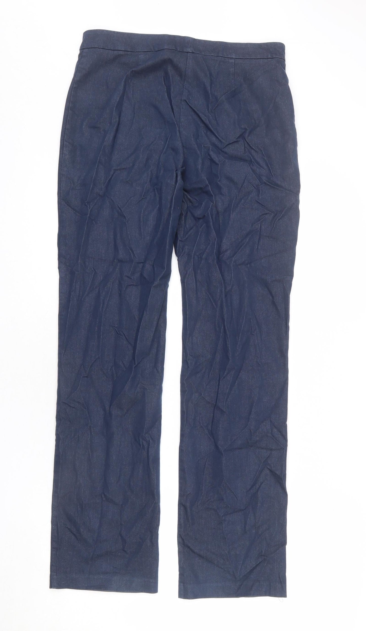 Warehouse Womens Blue Cotton Trousers Size 12 L28 in Regular Zip