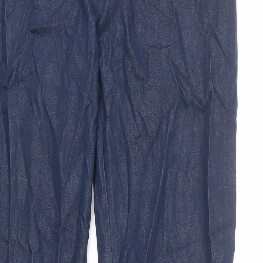 Warehouse Womens Blue Cotton Trousers Size 12 L28 in Regular Zip