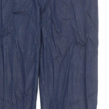 Warehouse Womens Blue Cotton Trousers Size 12 L28 in Regular Zip