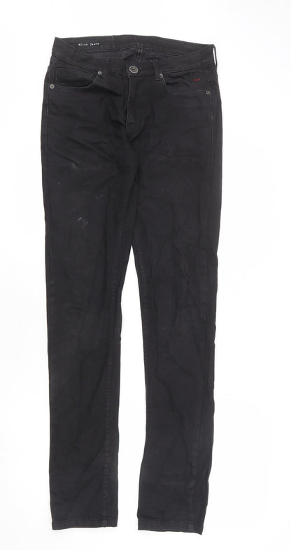 Ellse Mens Black Cotton Straight Jeans Size 28 in L32 in Regular Zip