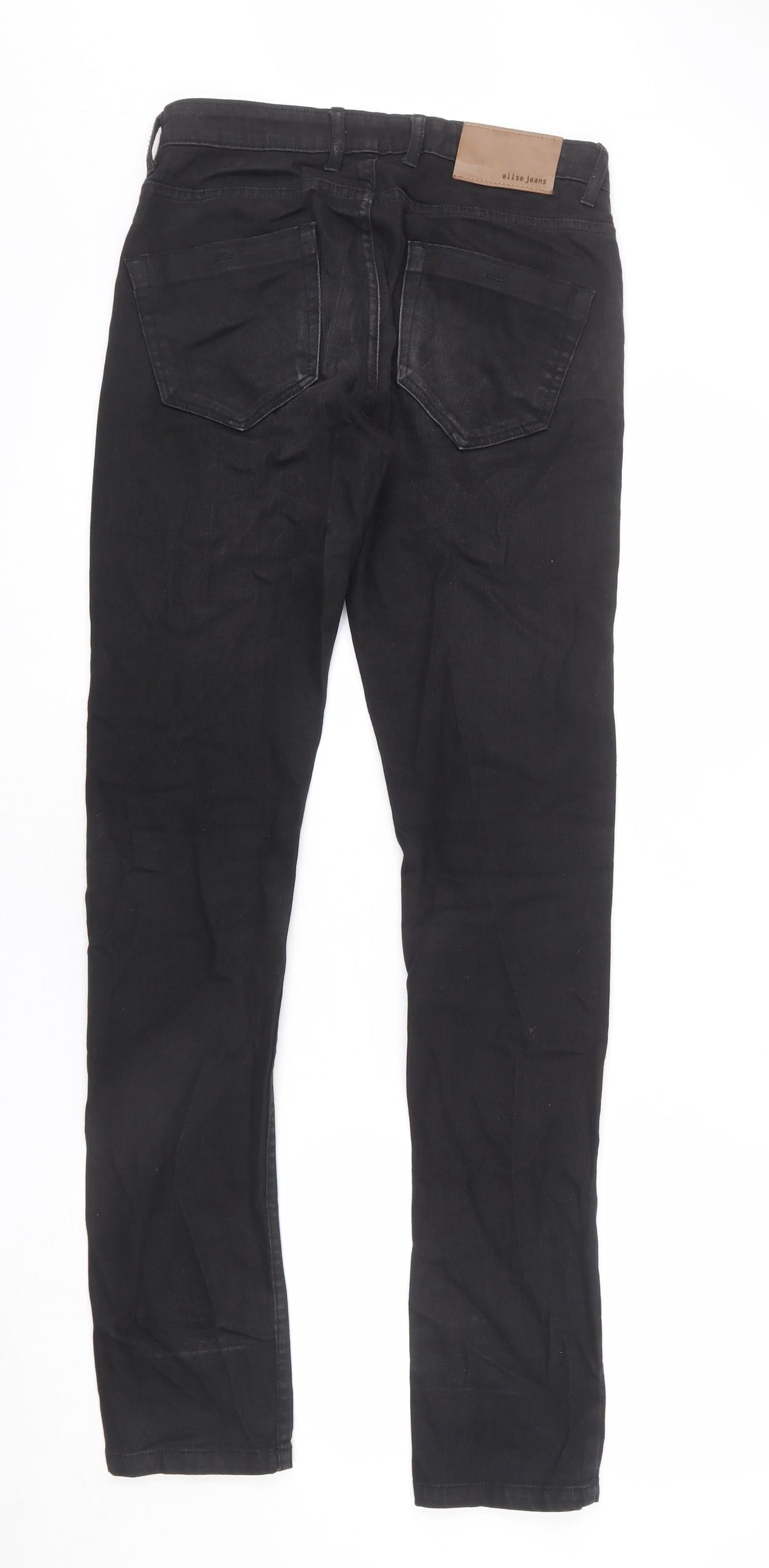 Ellse Mens Black Cotton Straight Jeans Size 28 in L32 in Regular Zip