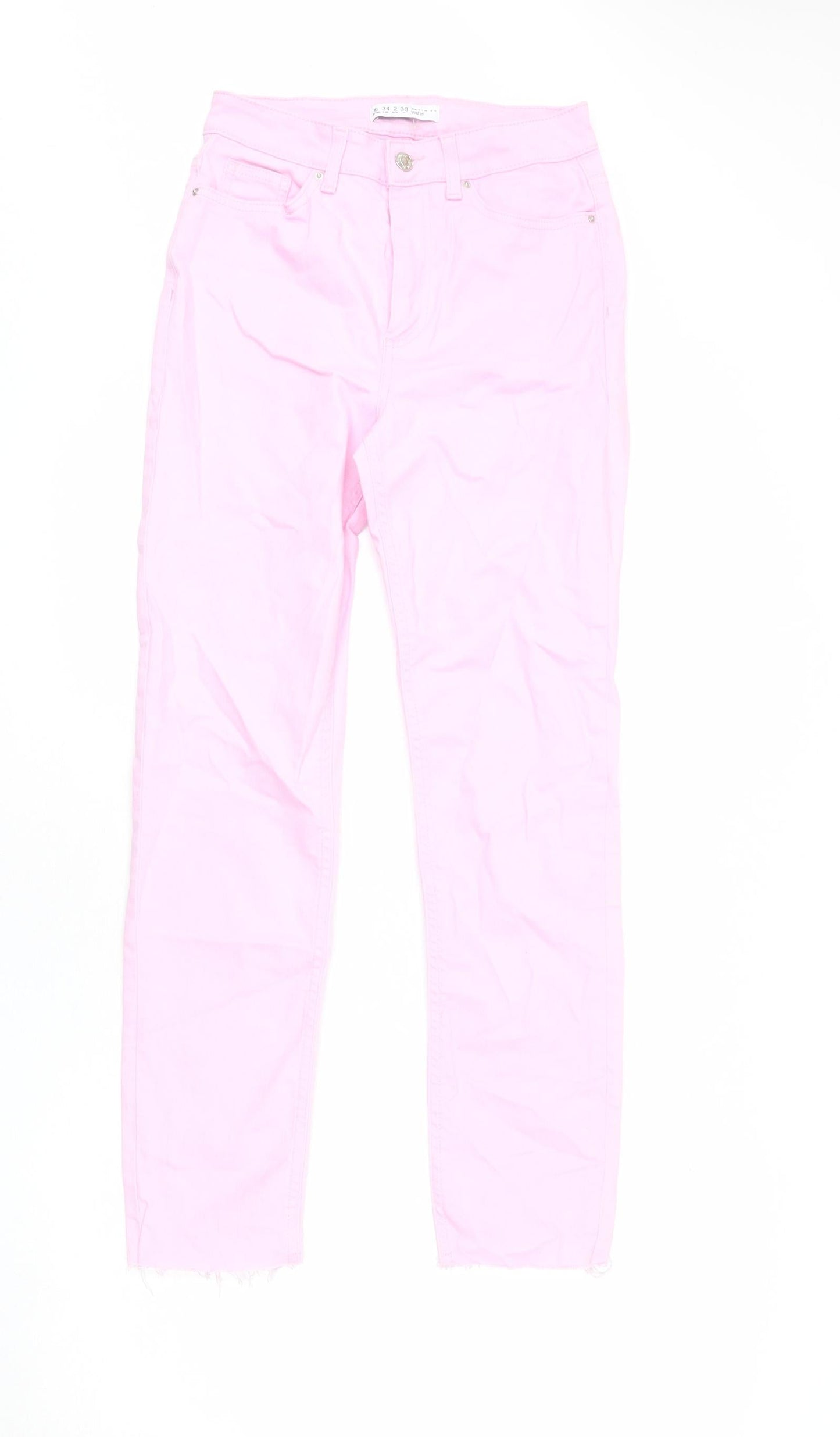 Denim & Co. Womens Pink Cotton Straight Jeans Size 6 L27 in Regular Zip