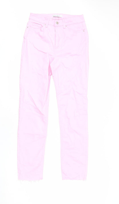 Denim & Co. Womens Pink Cotton Straight Jeans Size 6 L27 in Regular Zip