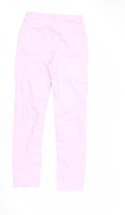 Denim & Co. Womens Pink Cotton Straight Jeans Size 6 L27 in Regular Zip