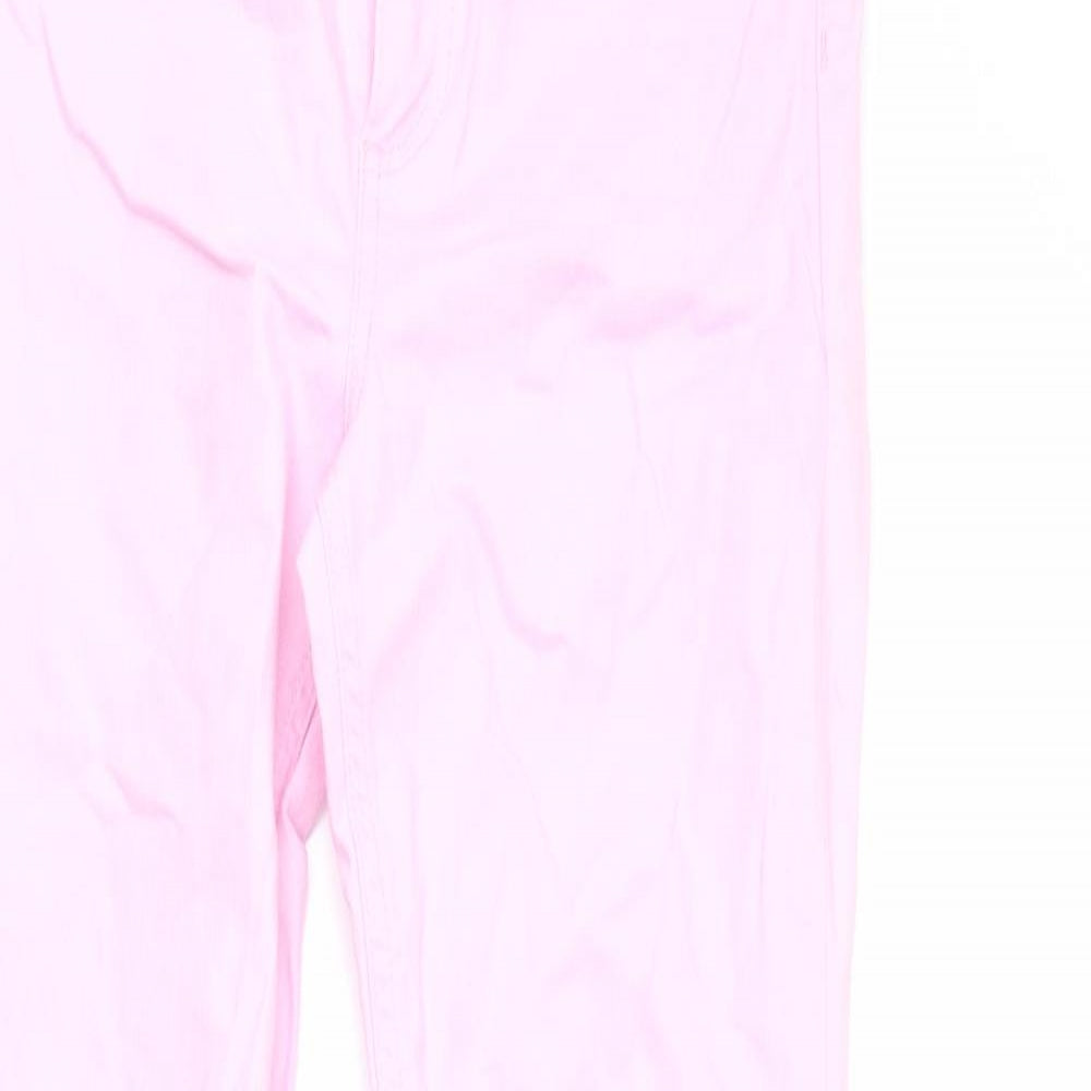 Denim & Co. Womens Pink Cotton Straight Jeans Size 6 L27 in Regular Zip