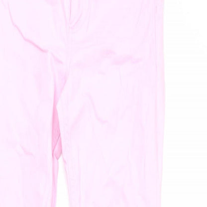 Denim & Co. Womens Pink Cotton Straight Jeans Size 6 L27 in Regular Zip