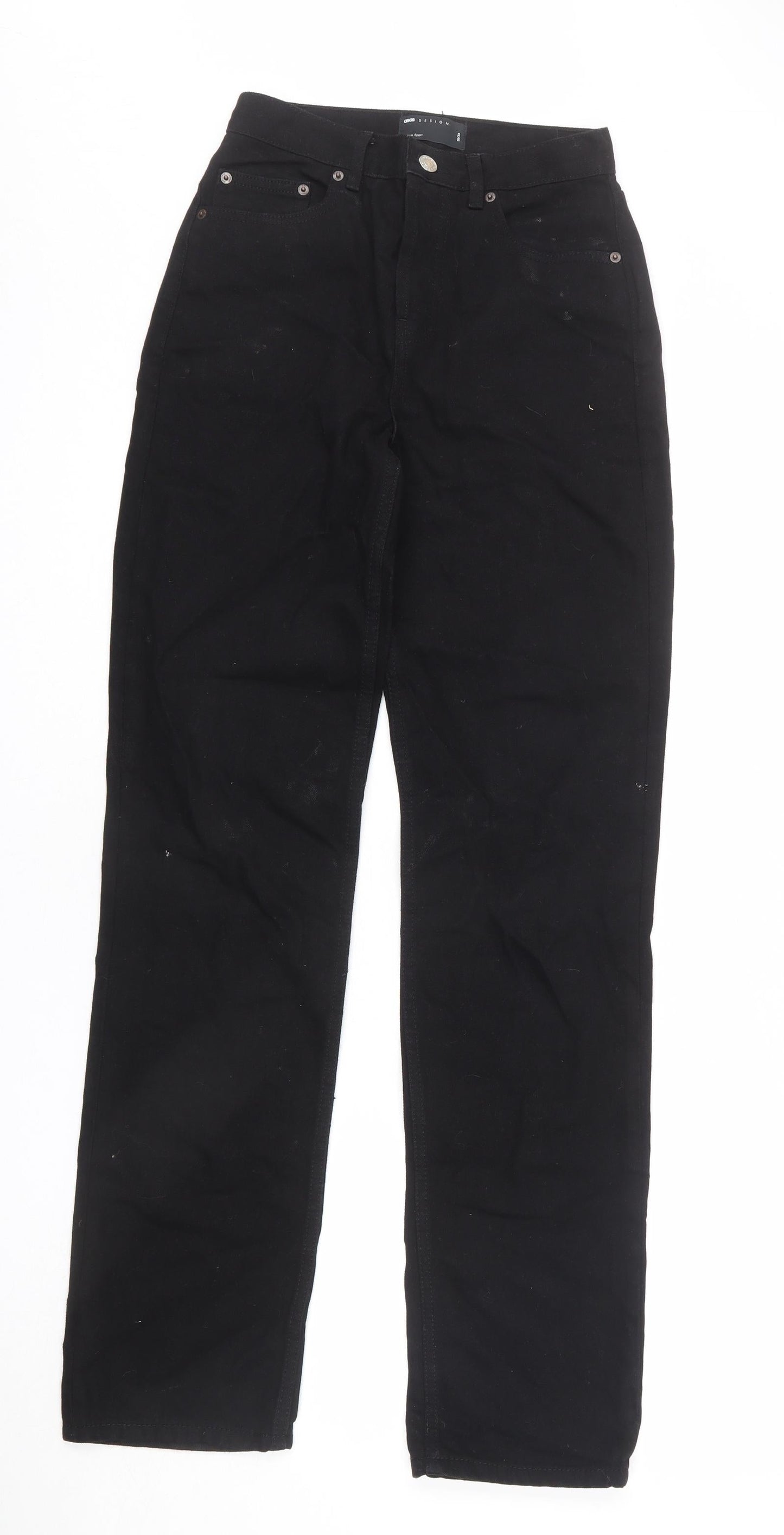 ASOS Mens Black Cotton Straight Jeans Size 25 in L34 in Regular Button