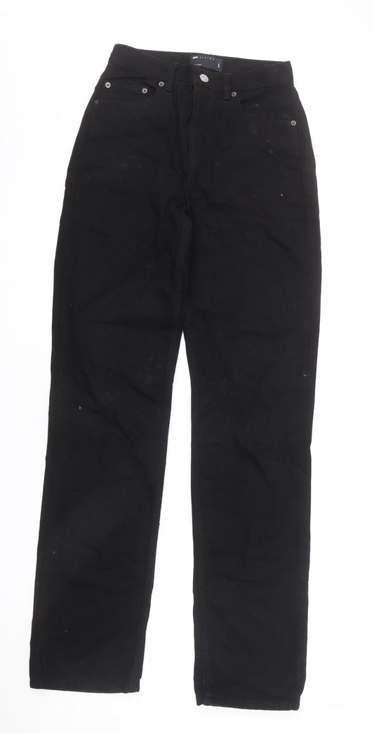 ASOS Mens Black Cotton Straight Jeans Size 25 in L34 in Regular Button