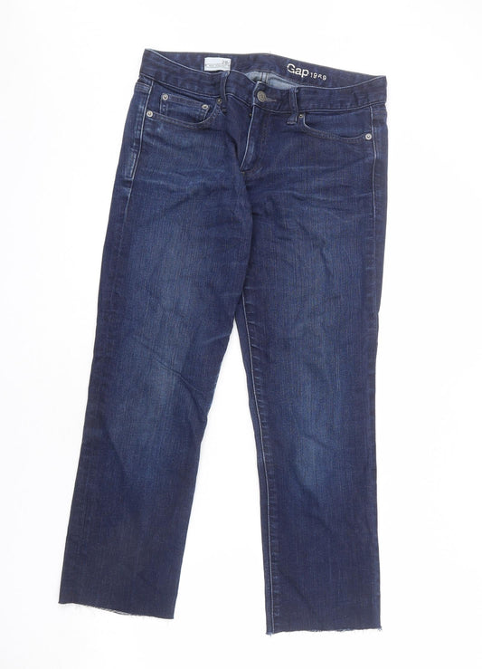 Gap Womens Blue Cotton Straight Jeans Size 28 in L26 in Regular Zip
