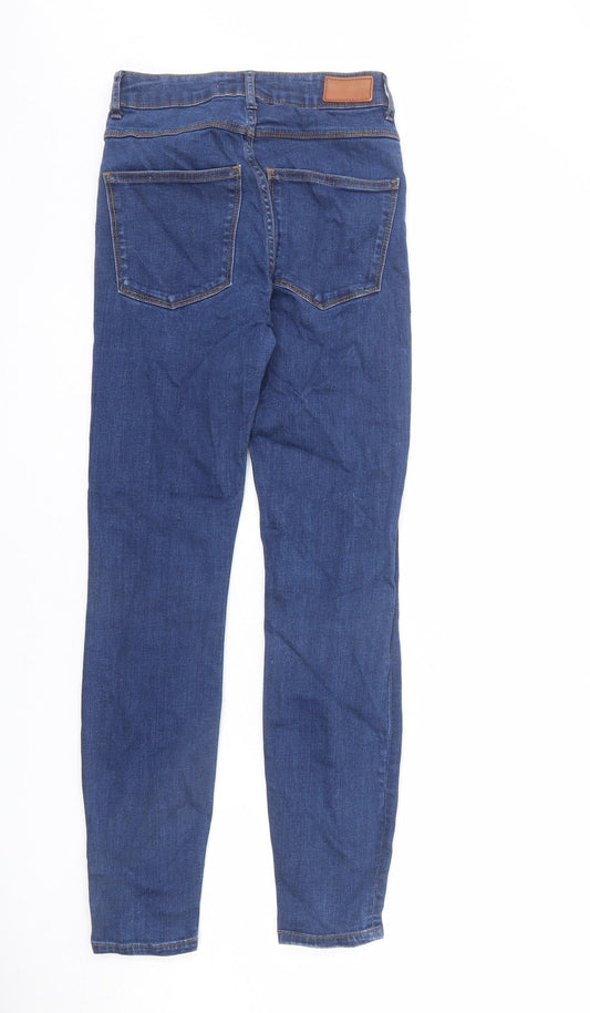 Zara Womens Blue Cotton Skinny Jeans Size 6 L26 in Slim Zip