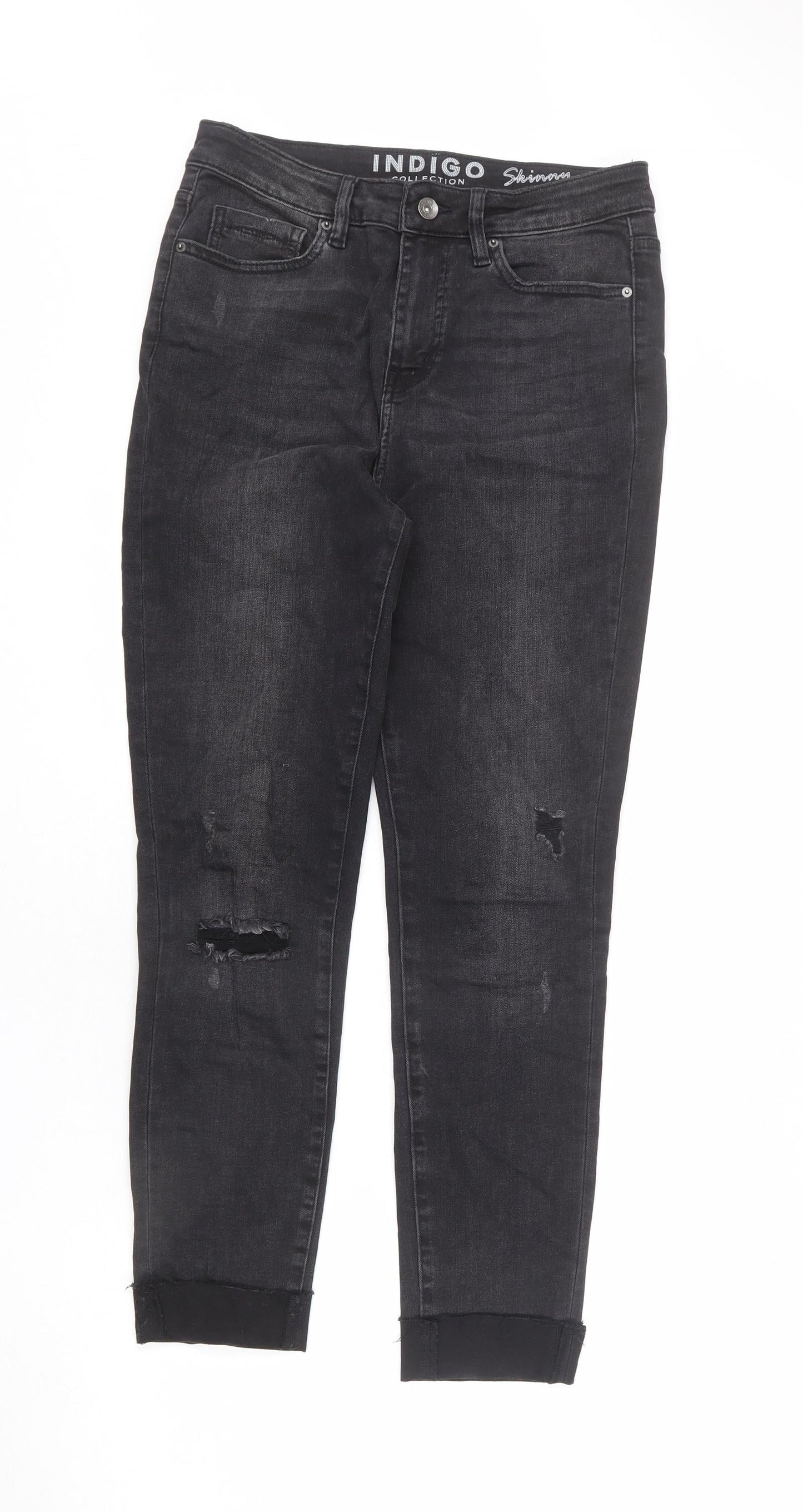 Indigo Womens Grey Cotton Skinny Jeans Size 10 L24 in Regular Zip