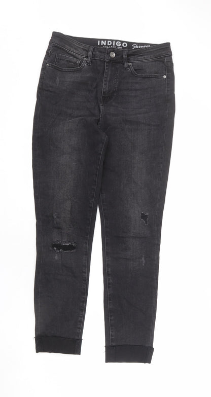 Indigo Womens Grey Cotton Skinny Jeans Size 10 L24 in Regular Zip