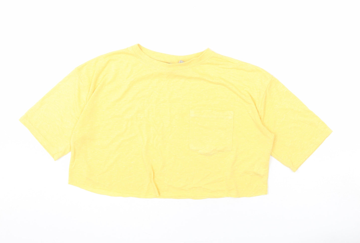 Womens UK Size 6 ASOS Yellow Cropped T-Shirt