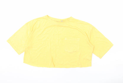 Womens UK Size 6 ASOS Yellow Cropped T-Shirt