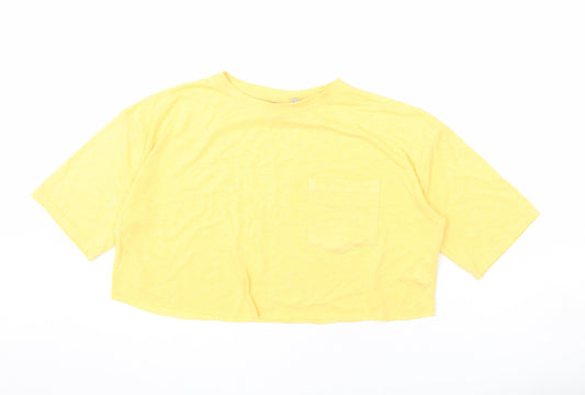 Womens UK Size 6 ASOS Yellow Cropped T-Shirt