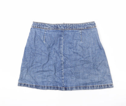 Womens UK Size S Zara A-Line Denim Skirt