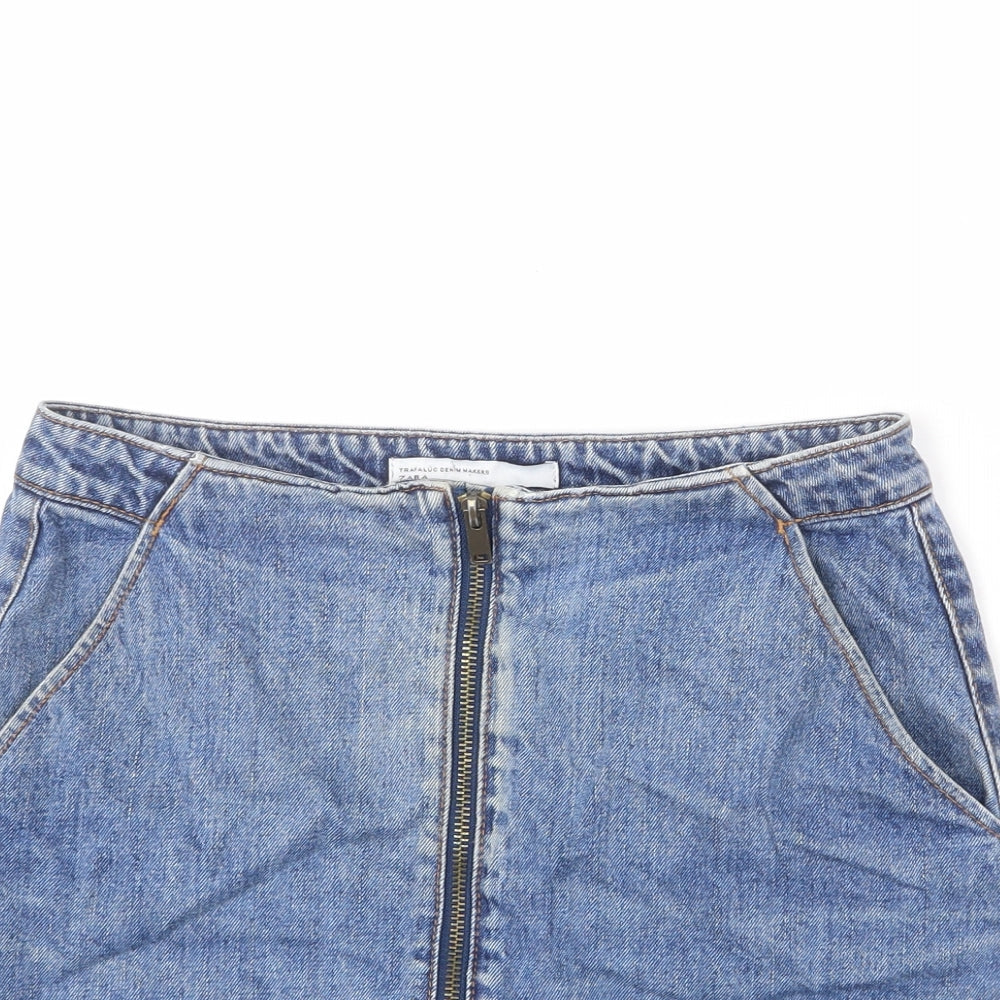 Womens UK Size S Zara A-Line Denim Skirt
