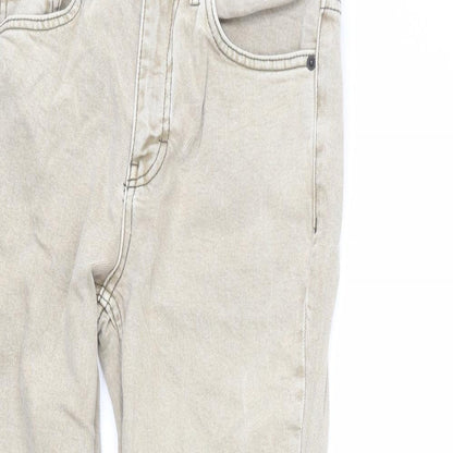 Topshop Womens Beige Cotton Straight Jeans Size 28 in L28 in Regular Zip - Distressed Hems