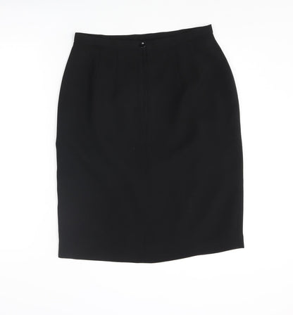 Mackays Womens Black Polyester Straight & Pencil Skirt Size 14 Zip - Open Vent