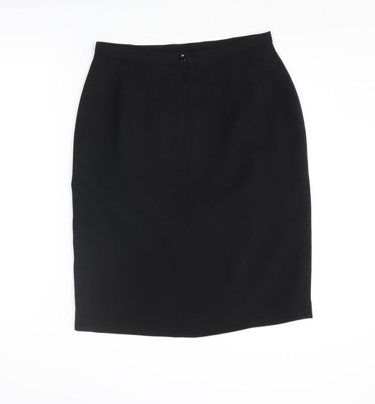 Mackays Womens Black Polyester Straight & Pencil Skirt Size 14 Zip - Open Vent