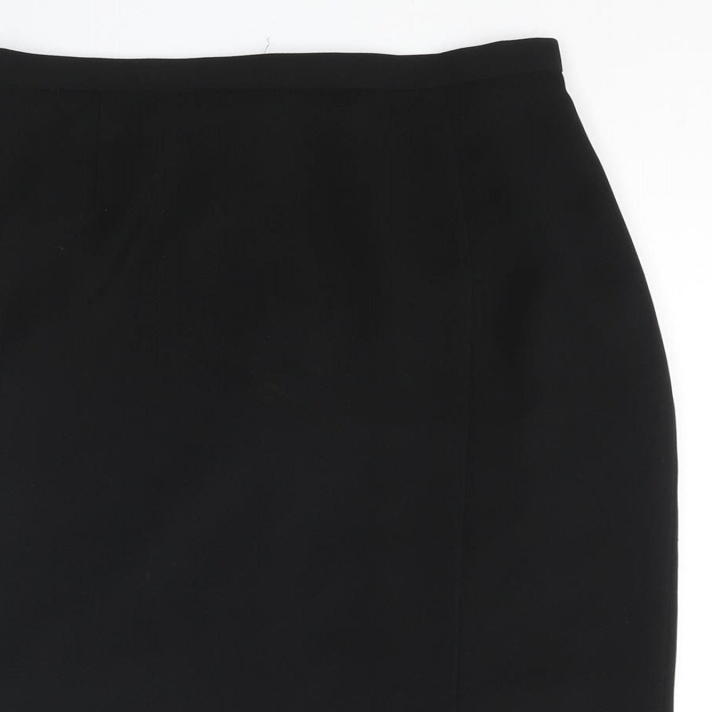 Mackays Womens Black Polyester Straight & Pencil Skirt Size 14 Zip - Open Vent