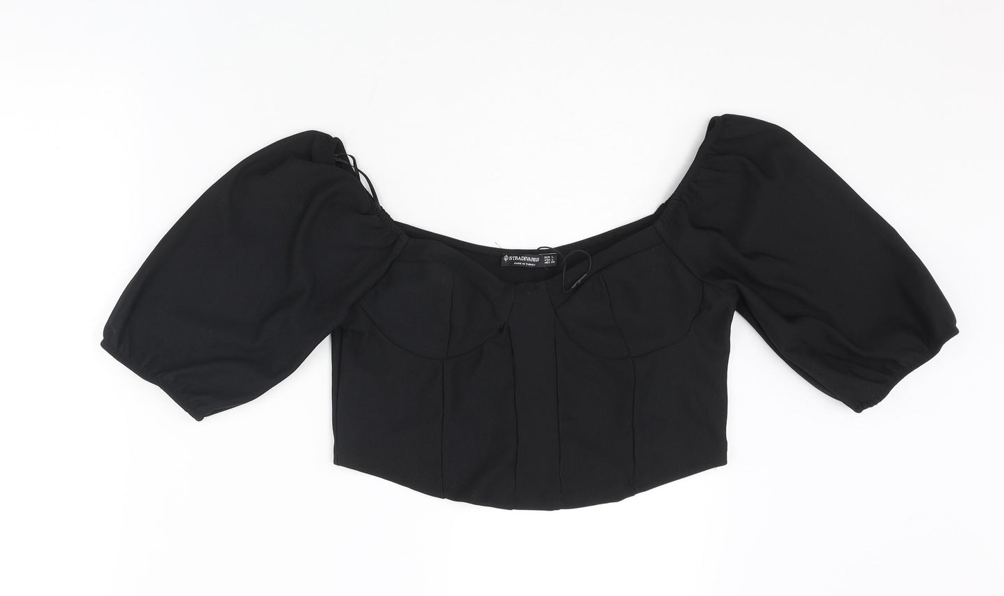 Womens UK Size L Stradivarius Black Cropped Blouse