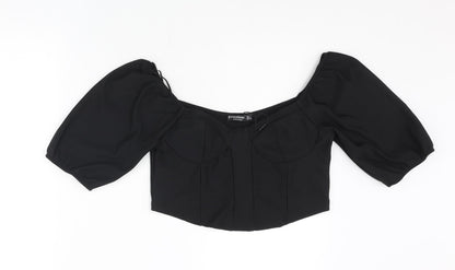 Womens UK Size L Stradivarius Black Cropped Blouse