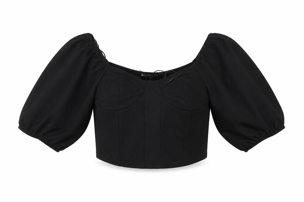 Womens UK Size L Stradivarius Black Cropped Blouse
