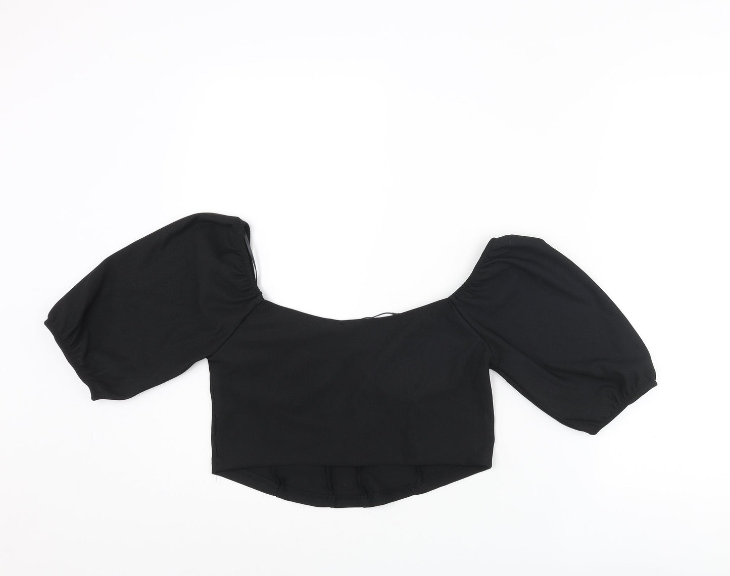 Womens UK Size L Stradivarius Black Cropped Blouse