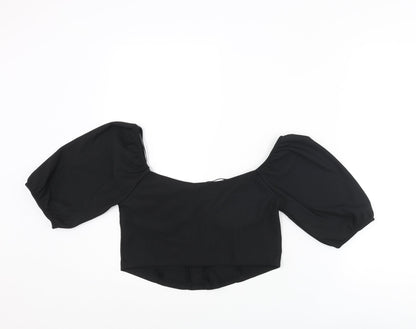 Womens UK Size L Stradivarius Black Cropped Blouse