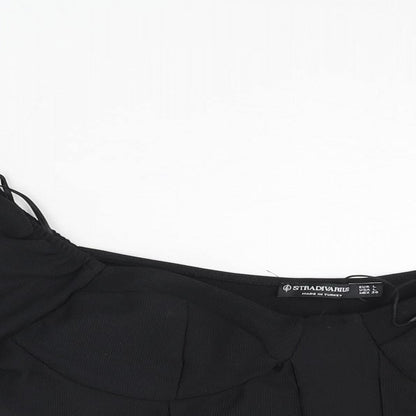 Womens UK Size L Stradivarius Black Cropped Blouse