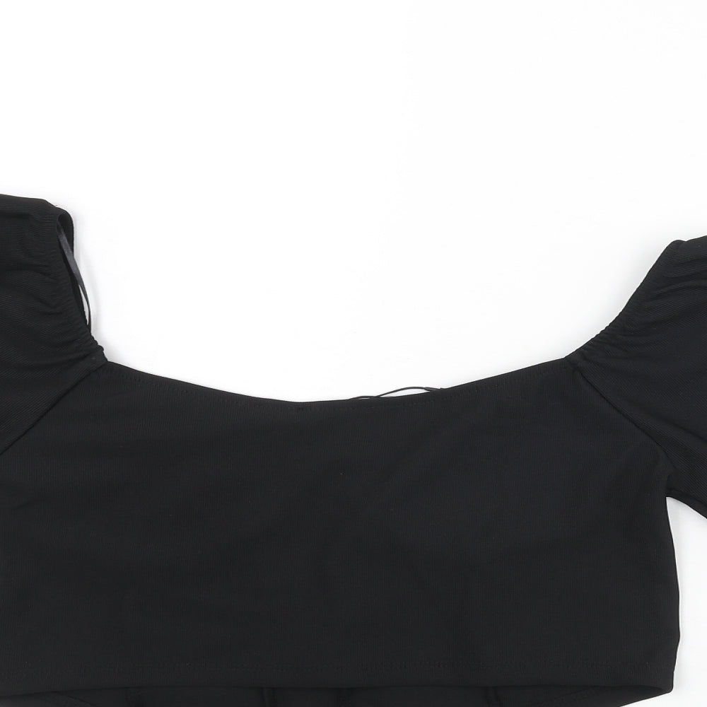 Womens UK Size L Stradivarius Black Cropped Blouse