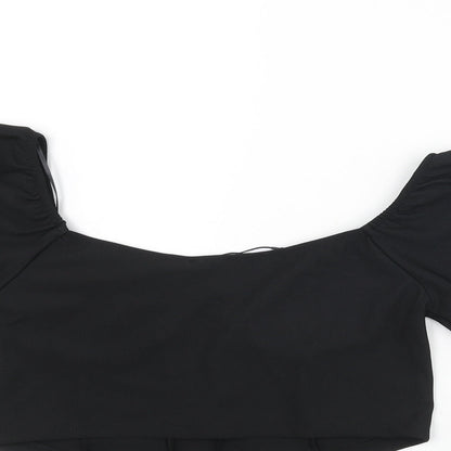 Womens UK Size L Stradivarius Black Cropped Blouse