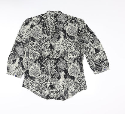 HD in Paris Womens Black Geometric Polyester Basic Blouse Size 10 V-Neck - Forest Owl Frill