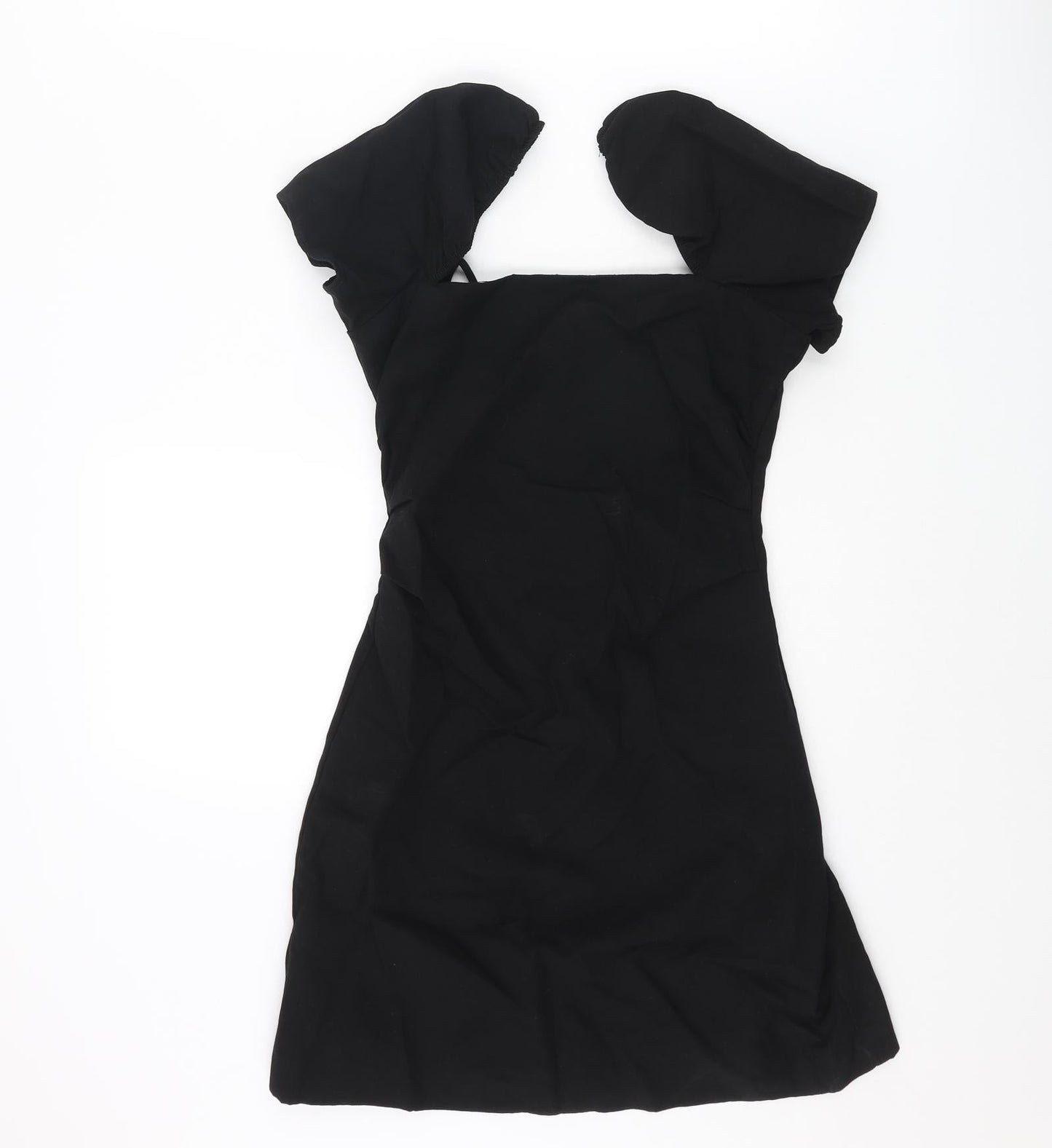 Zara Womens Black Viscose Mini Size XS Square Neck Zip - Cross Over Back