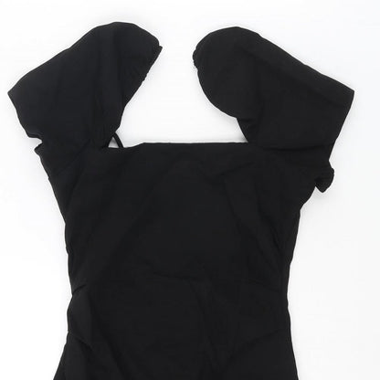 Zara Womens Black Viscose Mini Size XS Square Neck Zip - Cross Over Back