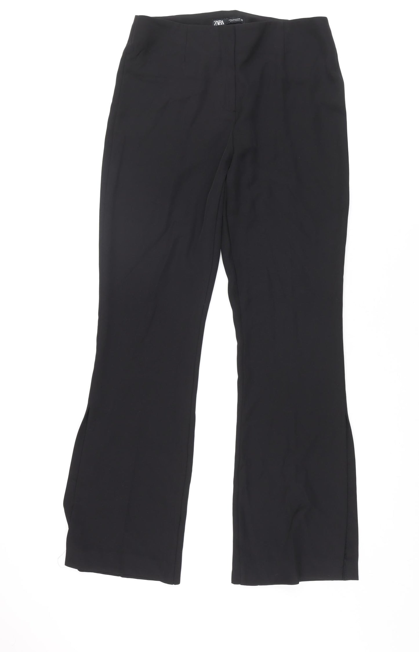 Womens UK Size M Zara Regular Fit Dress Pants Black Trousers