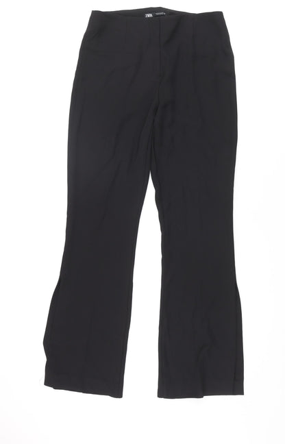 Womens UK Size M Zara Regular Fit Dress Pants Black Trousers