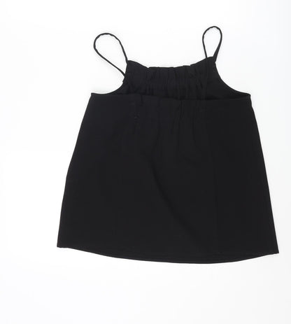 Warehosue Womens Black Polyester Camisole Tank Size 8 Square Neck - Ruched