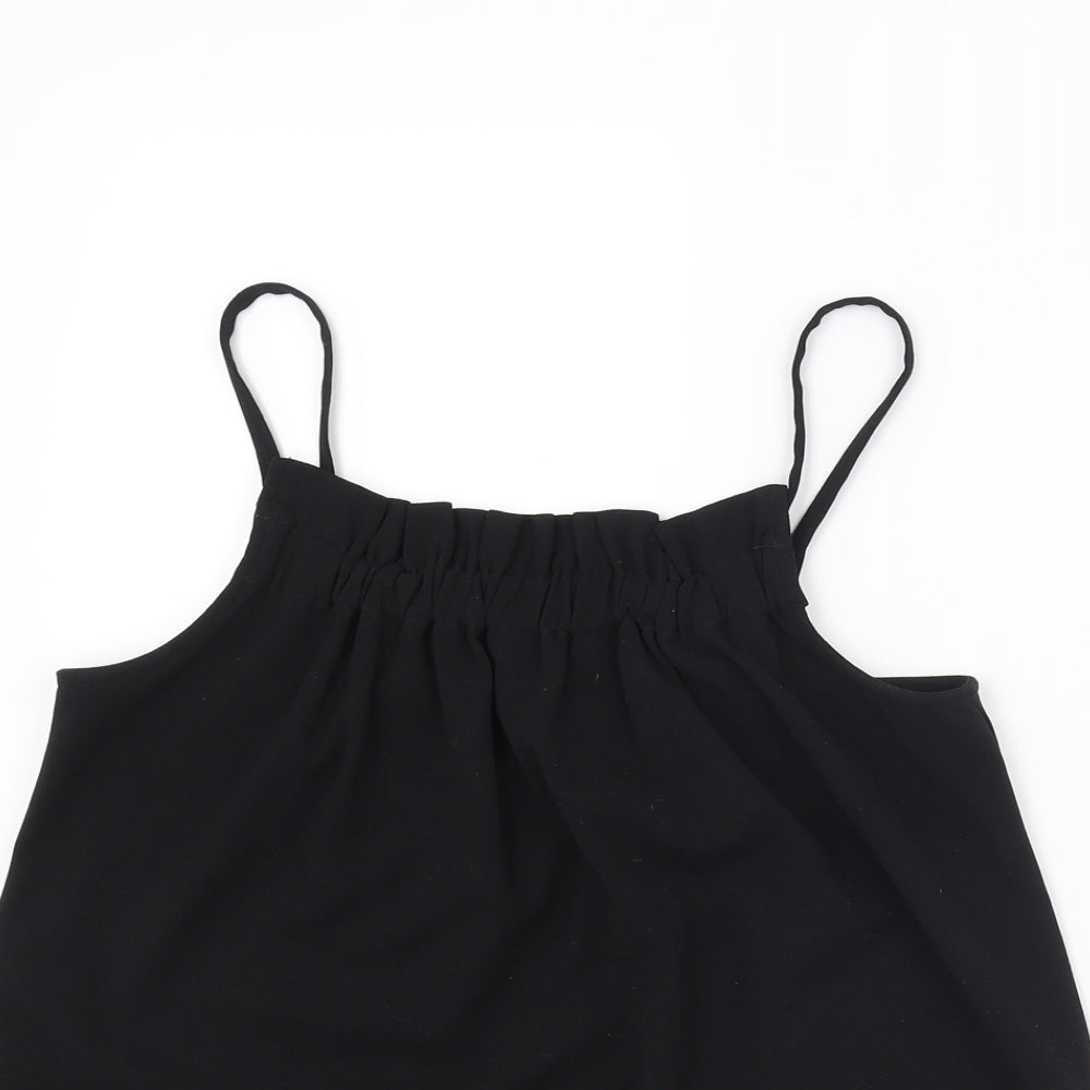 Warehosue Womens Black Polyester Camisole Tank Size 8 Square Neck - Ruched