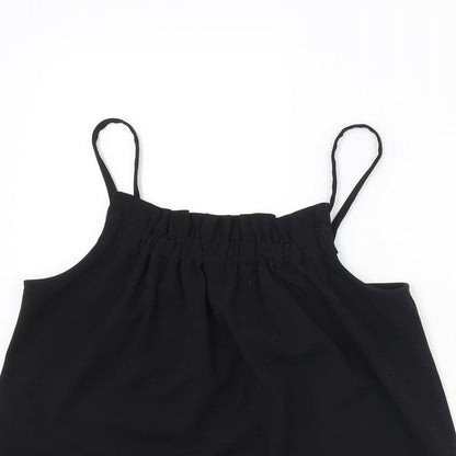Warehosue Womens Black Polyester Camisole Tank Size 8 Square Neck - Ruched