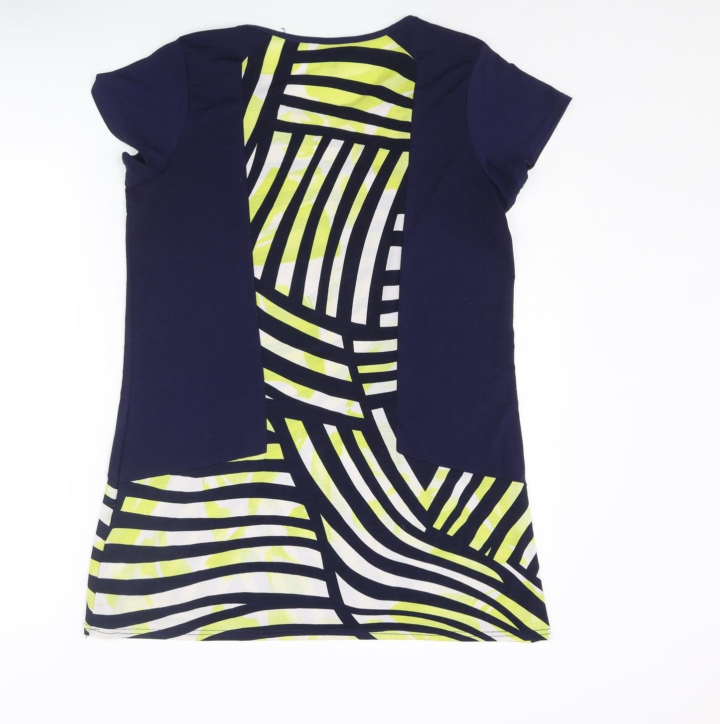 Womens UK Size 10 Marble Blue Tunic T-Shirt