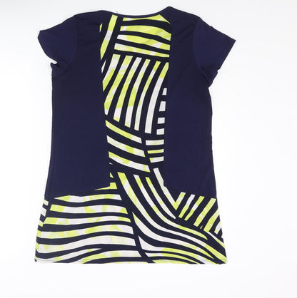 Womens UK Size 10 Marble Blue Tunic T-Shirt