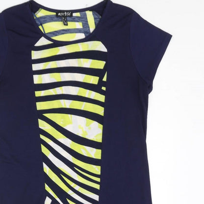Womens UK Size 10 Marble Blue Tunic T-Shirt