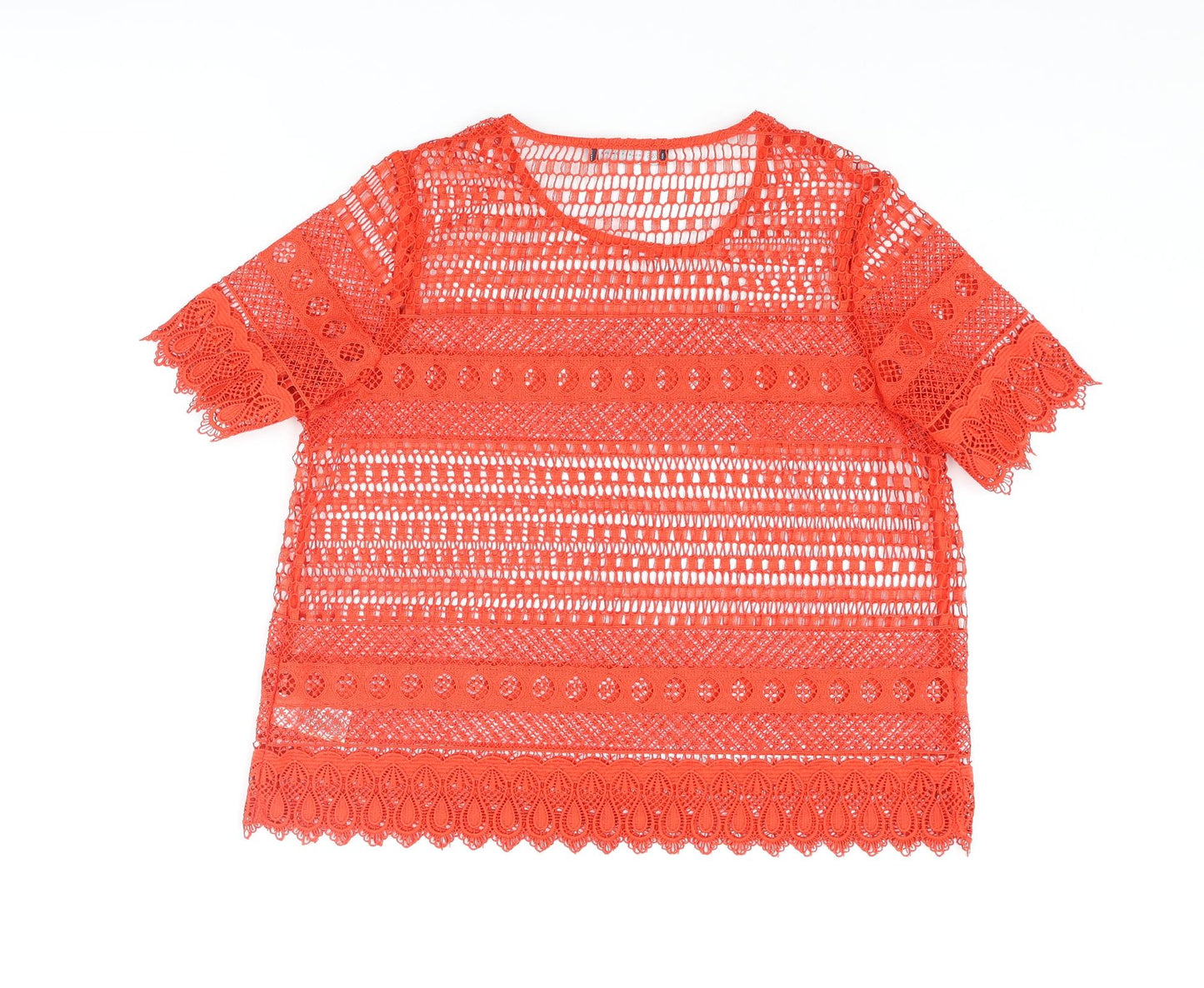 Womens UK Size 14 Marks and Red Basic T-Shirt
