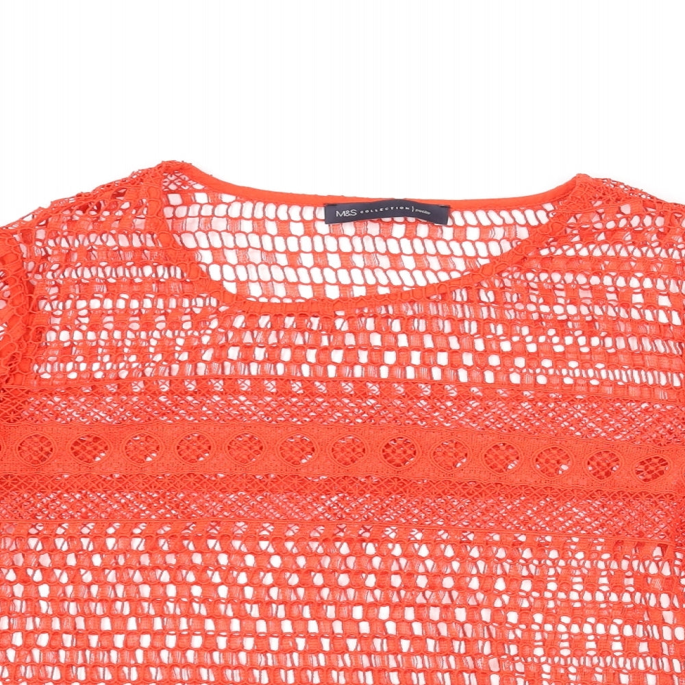 Womens UK Size 14 Marks and Red Basic T-Shirt