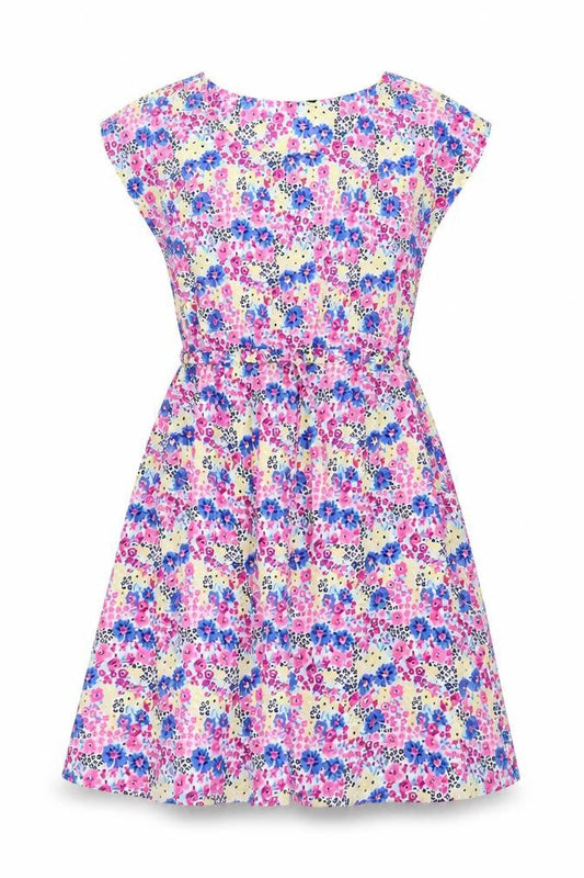 Front view of Originals women’s multicoloured floral polyester a-line, size UK 14, round neck pullover - drawstring waist
