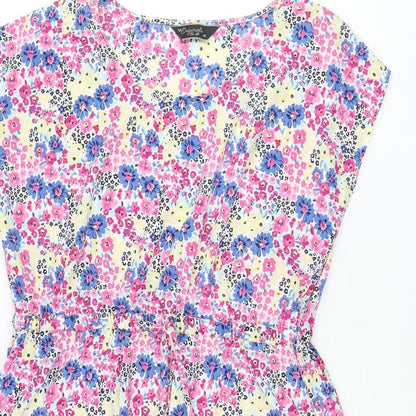 Originals Womens Multicoloured Floral Polyester A-Line Size 14 Round Neck Pullover - Drawstring Waist