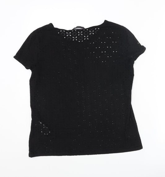 Womens UK Size 8 Only Black Basic T-Shirt
